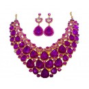 Parrure "violet" à grosses pierres avec boucle d'oreille