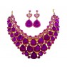 Parrure "violet" à grosses pierres avec boucle d'oreille