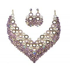 Parrure à pierre scintillante avec des rondelles "noir,violet,gris"