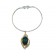 Ras de cou argenté avec boucle d'oreille à pierre "vert"