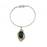 Ras de cou argenté avec boucle d'oreille à pierre "vert"