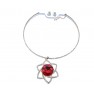 Ras de cou argenté avec boucle d'oreille motif étoile à pierre rouge