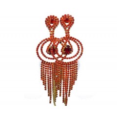 Boucle d'oreilles dorées à perles "rouge"