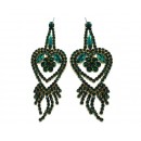 Boucle d'oreilles dorées à perles doubles coeurs "vert"