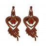 Boucle d'oreilles dorées à perles doubles coeurs "rouge"