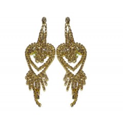 Boucle d'oreilles dorées à perles doubles coeurs
