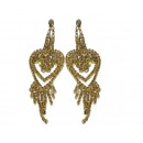 Boucle d'oreilles dorées à perles doubles coeurs