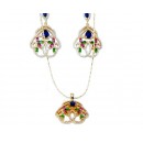 Ensembles bijoux plaqué  avec boucles d'oreilles à pierre"bleu,rose,vert"