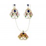 Ensembles bijoux plaqué  avec boucles d'oreilles à pierre"bleu,rose,vert"