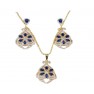 Ensembles bijoux plaqué argenté avec boucles d'oreilles à pierre "bleu"