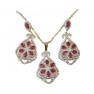 Ensembles bijoux plaqué argenté avec des boucles d'oreilles à pierre"rose"