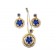 Ensembles bijoux plaqué  avec boucles d'oreilles à pierre bleue et argentée