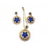 Ensembles bijoux plaqué  avec boucles d'oreilles à pierre bleue et argentée