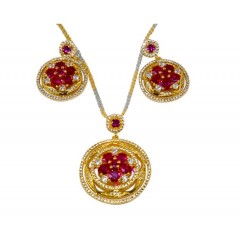 Ensembles bijoux plaqué, argentées avec des boucles d'oreilles à pierre rose