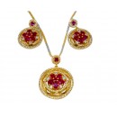 Ensembles bijoux plaqué, argentées avec des boucles d'oreilles à pierre rose