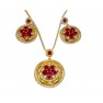 Ensembles bijoux plaqué, argentées avec des boucles d'oreilles à pierre rose
