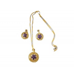 Ensembles bijoux plaqué  avec boucles d'oreilles à pierre argentée"violet"