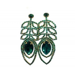 Boucle d'oreilles dorées à pierre avec deux grosses pierre"vert"