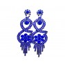 Boucle d'oreilles agentée à pierre" bleu" dorée