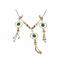 Ensembles bijoux plaqué  avec boucles d'oreilles en coeur à pierre"vert"
