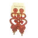 Boucle d'oreilles dorées à pierre rouge "fashion jewelry