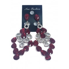 Boucle d'oreilles agentées à grosse  pierre rouge "new fashion"