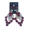 Boucle d'oreilles agentées à grosse  pierre rouge "new fashion"