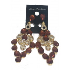 Boucle d'oreilles dorées à pierre jaune "new fashion"