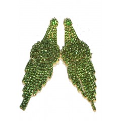Boucle d'oreilles dorée à pierre" vert"scintillante