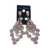 Boucle d'oreilles argentées à grosses pierres rose claire