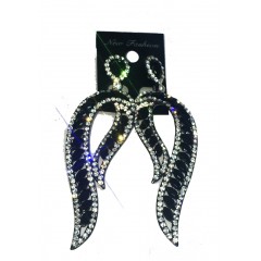 Boucle d'oreilles agentée en petite pierre noir"new fashion"