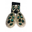 Boucle d'oreilles agentée à pierre verte dorée"new fashion