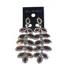 Boucle d'oreilles agentées à grosse  pierre rouge "new fashion"