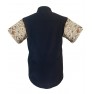 chemise homme noir melangé a du pagne wooding manche courte
