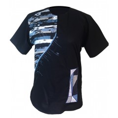 chemise homme noir melangé a du pagne wooding manche courte