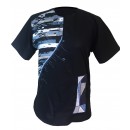 chemise homme noir melangé a du pagne wooding manche courte