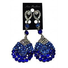 Boucle d'oreilles agentée à pierre bleue scintillante "new fashion
