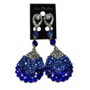 Boucle d'oreilles agentée à pierre bleue scintillante "new fashion