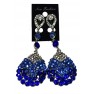 Boucle d'oreilles agentée à pierre bleue scintillante "new fashion