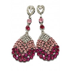 Boucle d'oreilles agentées à pierre"rose,gris"