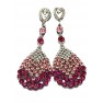 Boucle d'oreilles agentées à pierre"rose,gris"