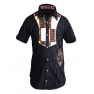 chemise homme noir melangé a du pagne wooding manche courte