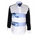 chemise homme noir melangé a du pagne wooding manche courte