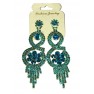 Boucle d'oreille dorée en pierre verte"fashion jewelry"