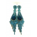 Boucle d'oreilles agentées avec une grosse pierre bleue"fashion jewelry