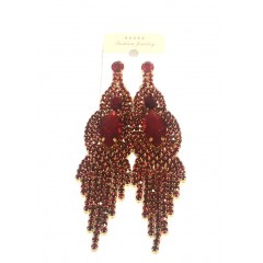 Boucle d'oreilles dorée à grosse pierre rouge"fashion jewelry"