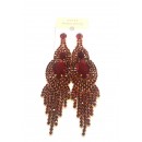 Boucle d'oreilles dorée à grosse pierre rouge"fashion jewelry"