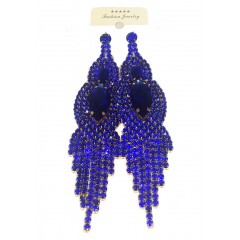 Boucle d'oreilles agentées à grosse  pierre bleue " fashion jewelry"