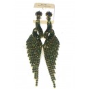 Boucle d'oreilles dorées à petite pierre verte "fashion jewelry"