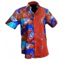 chemise homme noir melangé a du pagne wooding manche courte